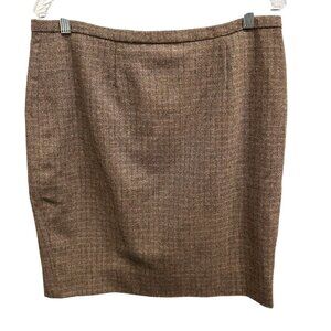 Brown Houndstooth Wool Blend Womens Pencil Skirt With Back Zipper Hook Closure